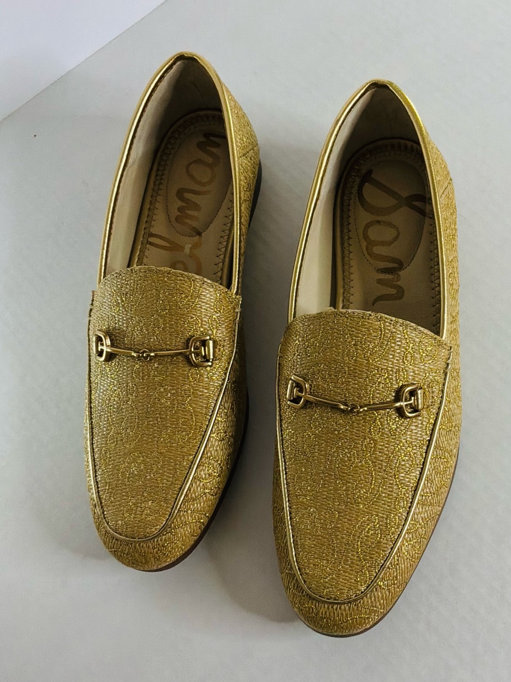 Sam  E DelmaMetallic Gold Bit Loafers women